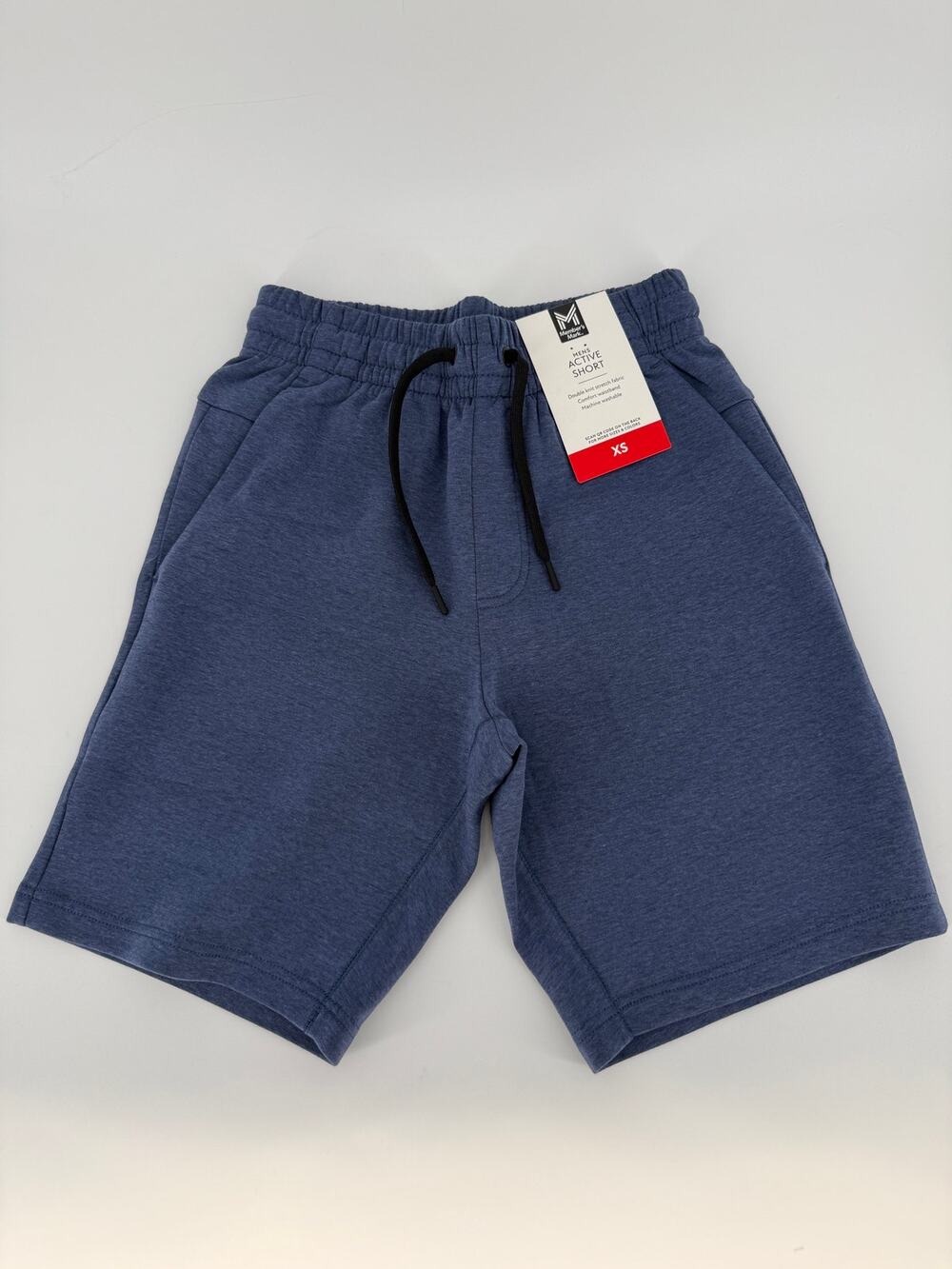 Member's Mark Mens Active Shorts XS Blue 8" Stretch Drawstring NWT